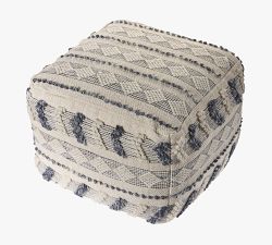 Open Box: Diamond Wool Tufted Square Pouf