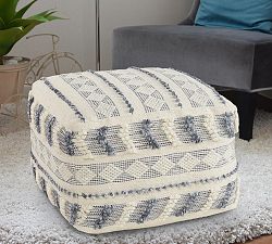 Open Box: Diamond Wool Tufted Square Pouf