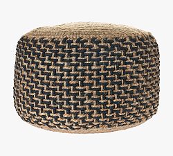 Open Box: Handwoven Basketweave Jute Pouf