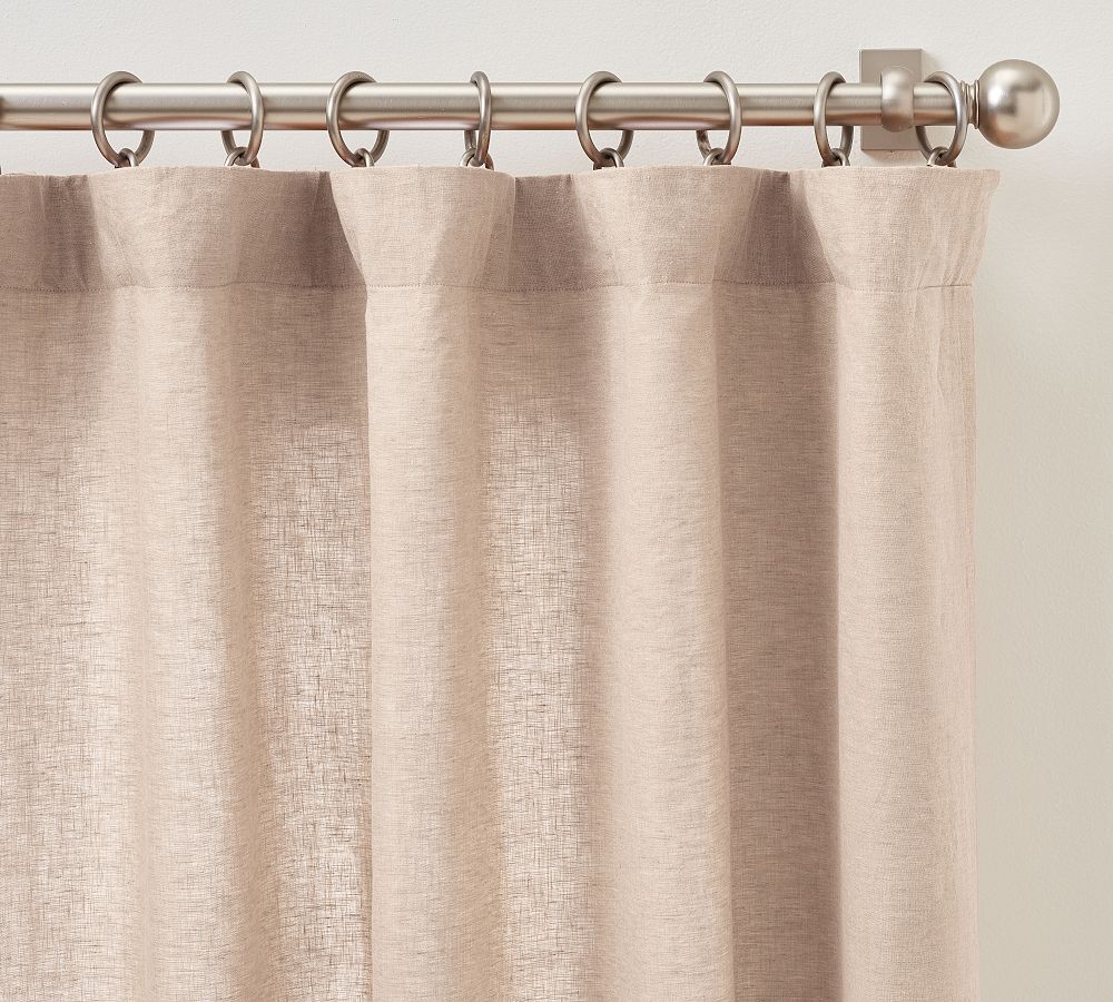 Open Box: Belgian Flax Linen Curtain, 50" W x 96" L - Rosewater
