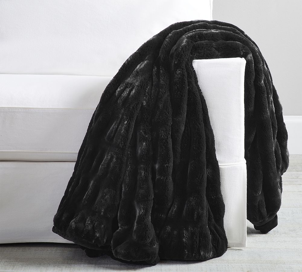 Faux Fur Ruched Throw