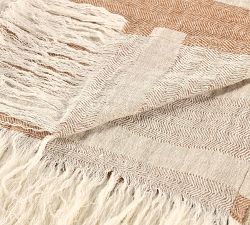 Kinsey Belgian Flax Linen Striped Throw
