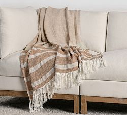 Kinsey Belgian Flax Linen Striped Throw