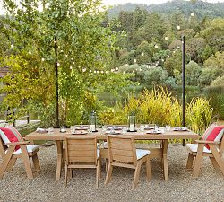 Modern Farmhouse Rectangular Extendable Dining Table + Chair Outdoor Dining Set