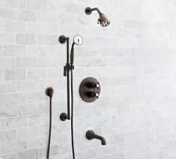 Victoria Cross Handle Thermostatic Bathtub &amp; Shower Set with Handshower