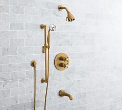 Victoria Cross Handle Thermostatic Bathtub &amp; Shower Set with Handshower