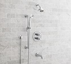 Victoria Cross Handle Thermostatic Bathtub &amp; Shower Set with Handshower