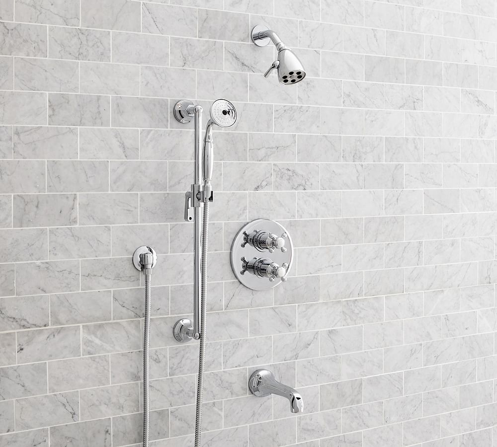 Victoria Cross Handle Thermostatic Bathtub &amp; Shower Set with Handshower