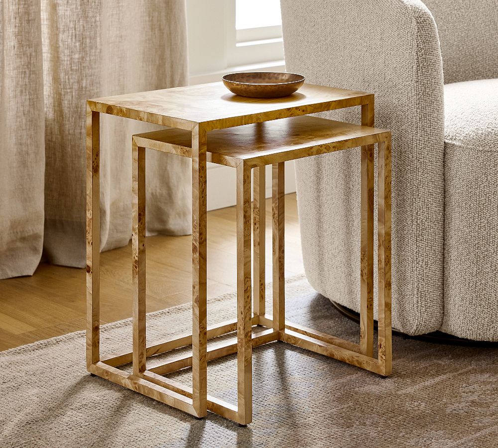 Open Box: Burl Wood Nesting Tables (14&quot;-16&quot;)