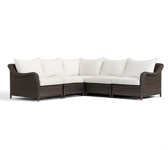 Torrey Wicker 5-Piece Roll Arm Outdoor Sectional (101")