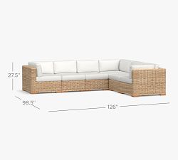Huntington Wicker 6-Piece Square Arm Outdoor Sectional (126&quot;)
