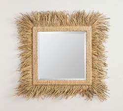 Cynthia Rowley Raffia Fringe Square Wall Mirror