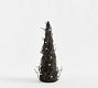 Lit Glitter Black Branch Cone Trees, Black, Medium