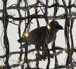 Lit Crow Bird Cage