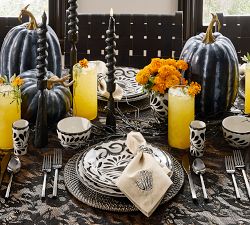 Halloween Icon Embroidered Cotton/Linen Napkins - Mixed Set of 4