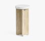 Cayman Concrete &amp; Eucalyptus Round Outdoor Accent Table (11&quot;)