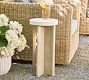 Cayman Concrete &amp; Eucalyptus Round Outdoor Accent Table (11&quot;)