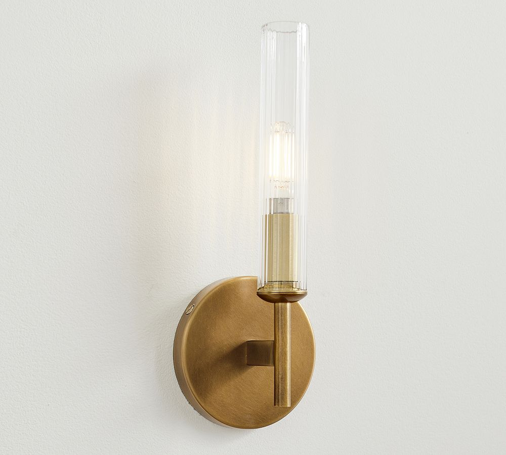 Cooper Ribbed Glass Tube Sconce (13&quot;)