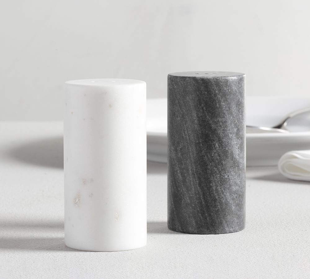 Black &amp; White Marble Salt &amp; Pepper Shakers