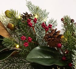 Lit Faux Pine and Berry Garland