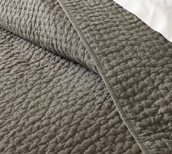 Pick-Stitch Handcrafted Cotton Linen Quilt