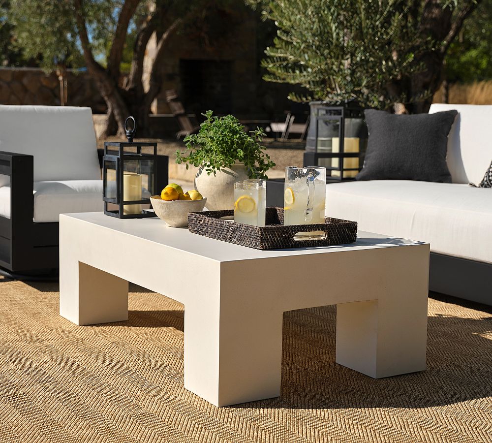 Pomona Concrete Chunky Leg Rectangular Outdoor Coffee Table (50&quot;)
