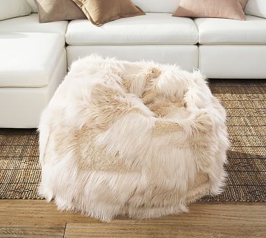 Mongolian Patchwork Faux Fur Bean Bag