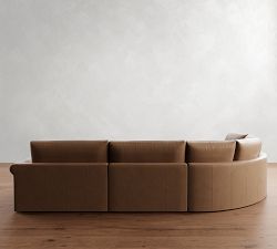Westwood Roll Arm Leather 4-Piece Curved Wedge Sectional (151&quot;)