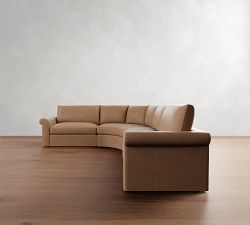 Westwood Roll Arm Leather 4-Piece Curved Wedge Sectional (151&quot;)