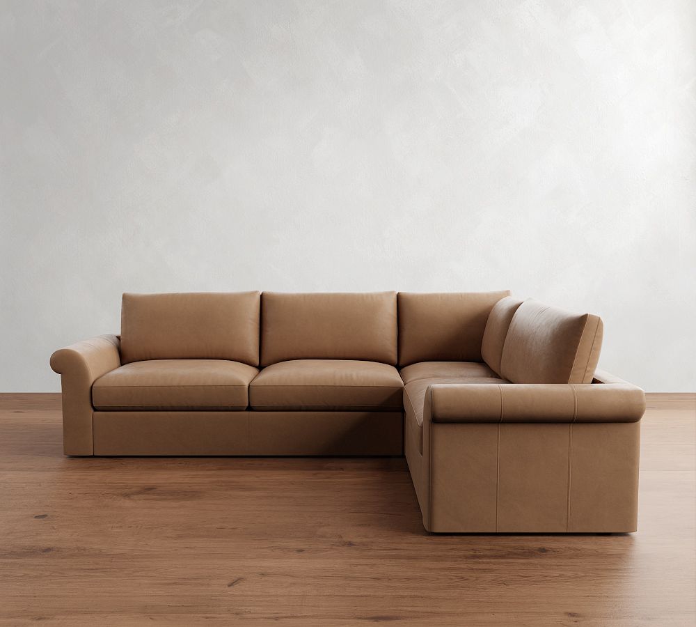 Westwood Roll Arm Leather 3-Piece Sectional (120&quot;)