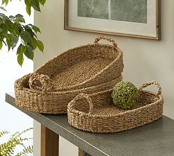 Open Box: Amelie Seagrass Oval Trays - Set of 3
