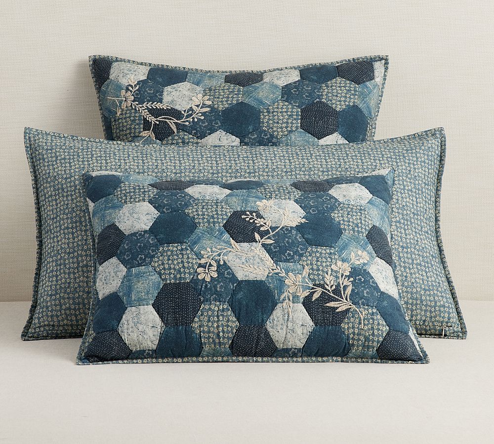 Open Box: Ezra Honeycomb Handcrafted Applique Quilted Sham