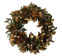 Handcrafted Faux Golden Holiday Deluxe Wreath and Garland