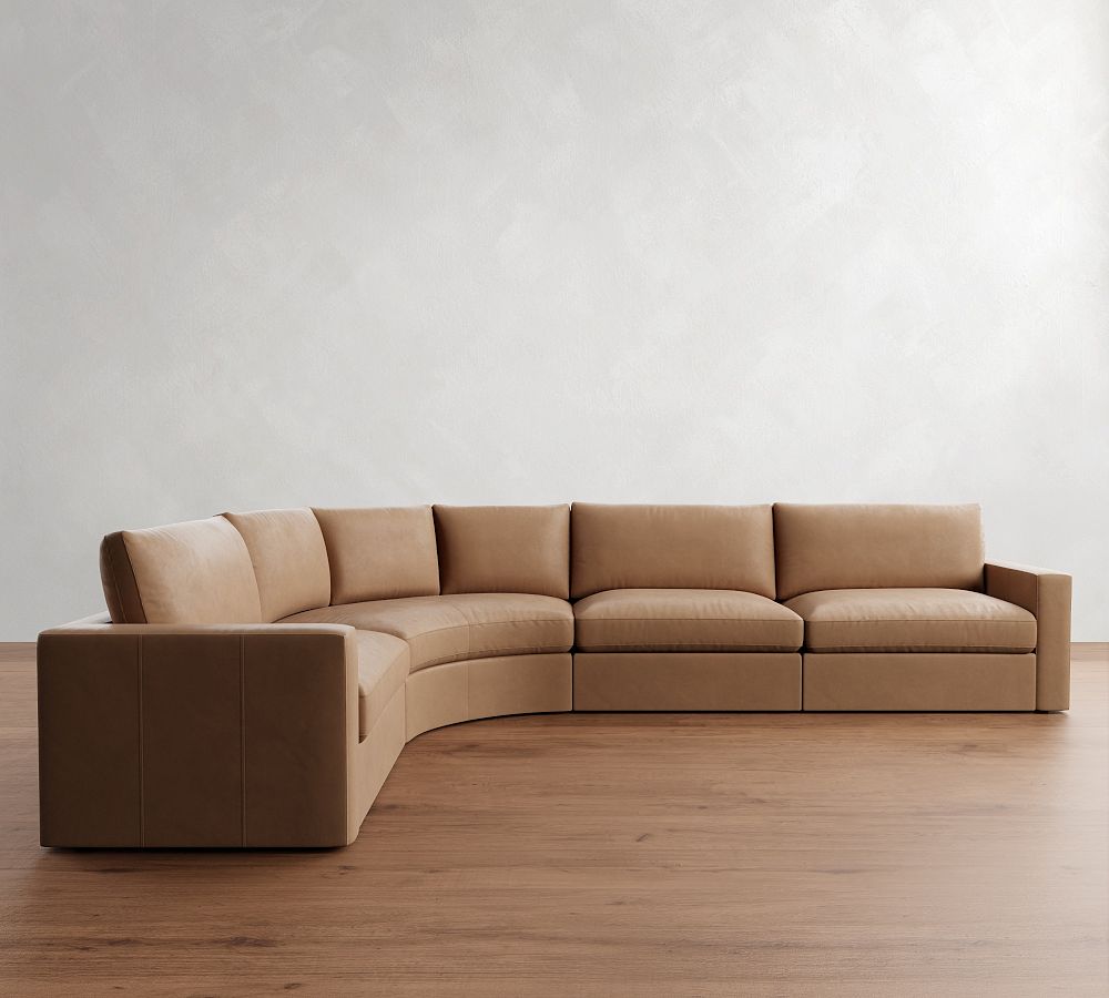 Westwood Square Arm Leather 4-Piece Curved Wedge Sectional (148&quot;)