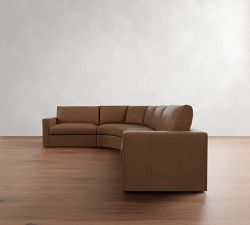 Westwood Square Arm Leather 4-Piece Curved Wedge Sectional (148&quot;)