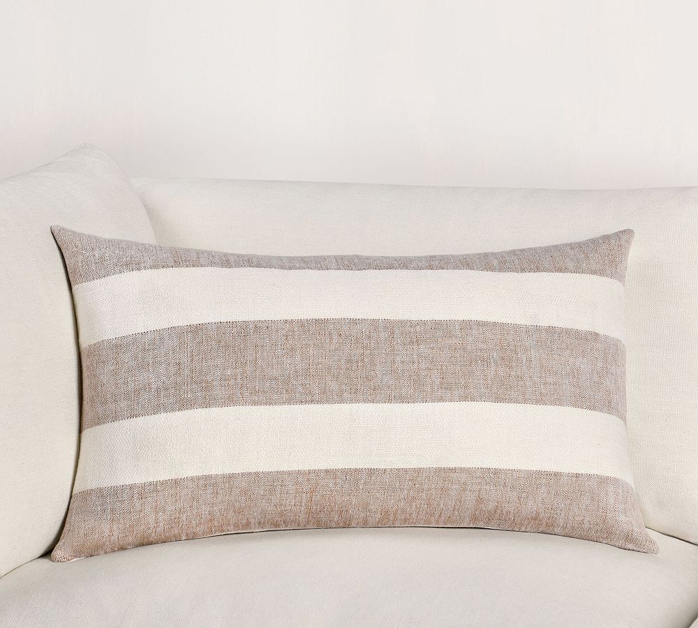 Bailly Belgian Flax Linen Striped Lumbar Pillow