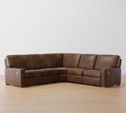 Turner Square Arm Leather Power Reclining L-Shaped Sectional (115&quot;&ndash;128&quot;)