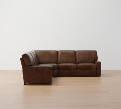 Turner Square Arm Leather Power Reclining L-Shaped Sectional (115&quot;&ndash;128&quot;)