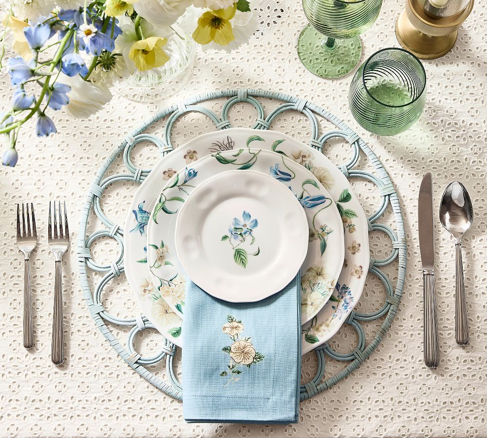 Monique Lhuillier Summer Blossom Outdoor Melamine Appetizer Plates - Mixed Set of 4
