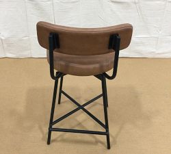 Open Box: Maison Leather Low Back Swivel Stool
