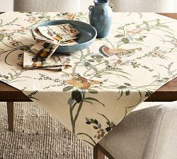 Pheasant Embroidered Cotton Table Throw