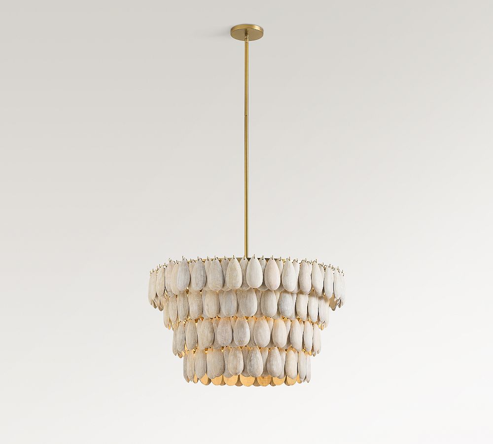 Brooks Round Wood Teardrop Chandelier (28&quot;)