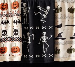 Dancing Skeleton Fair Isle Knit Jacquard Throw