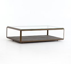Open Box: Doncaster Shagreen Coffee Table, Brown/Brass, 56&quot;L