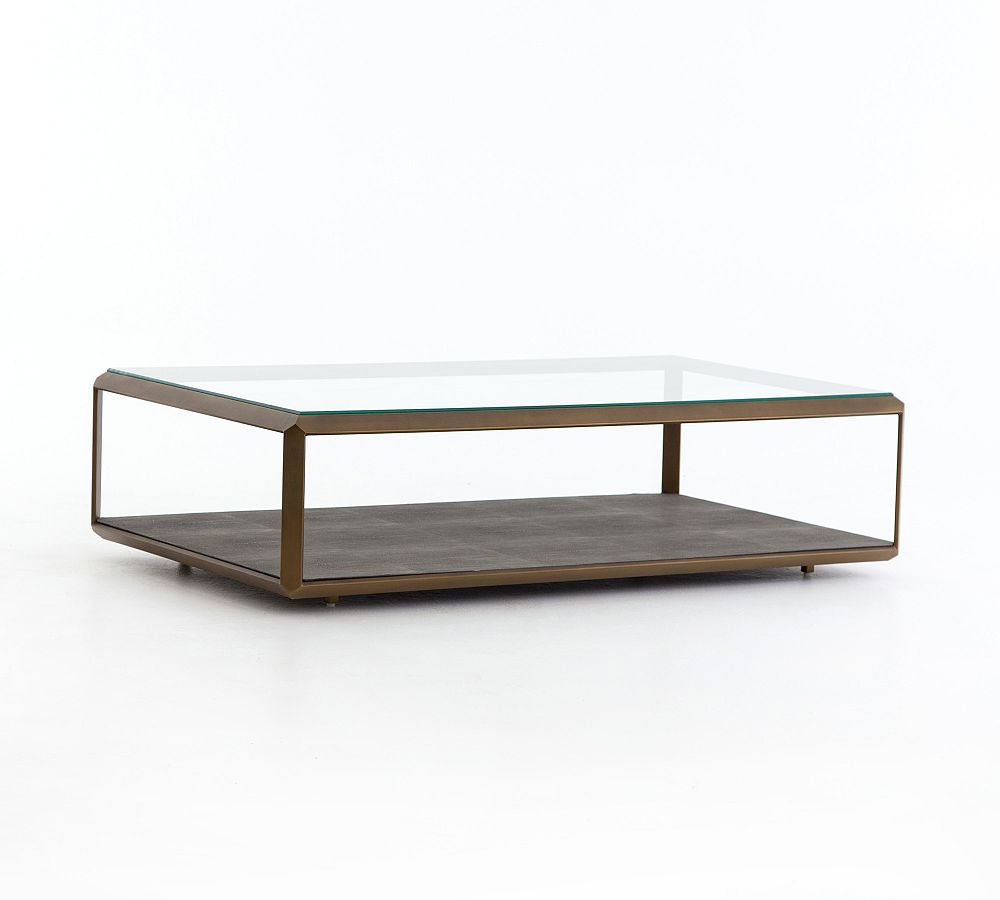 Open Box: Doncaster Shagreen Coffee Table, Brown/Brass, 56&quot;L