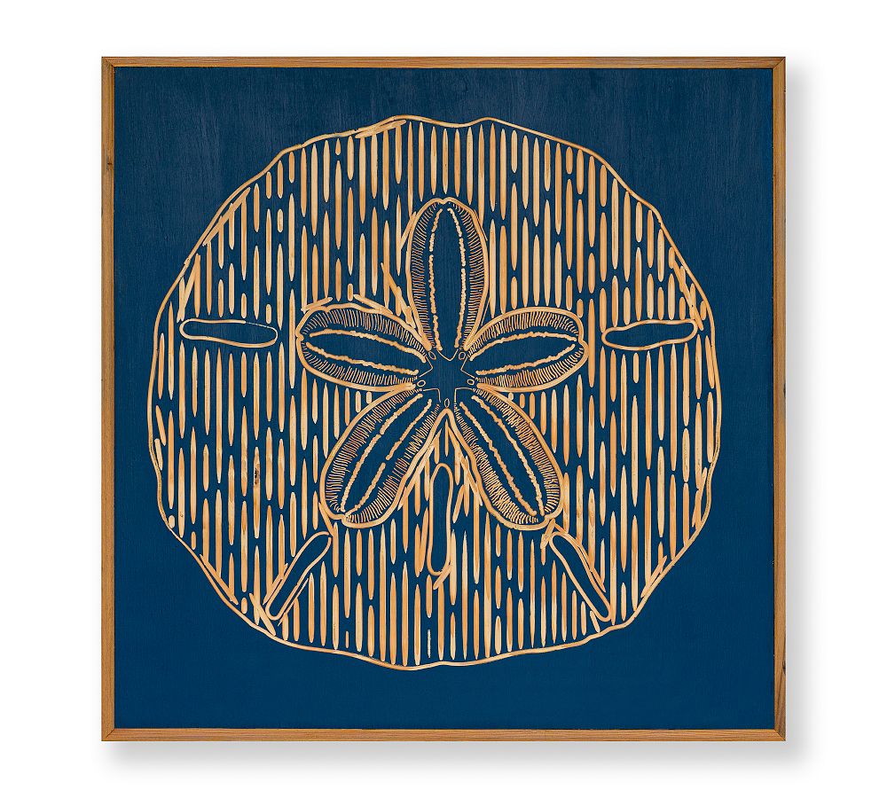 Handpainted Sand Dollar Carved Wood Wall Art