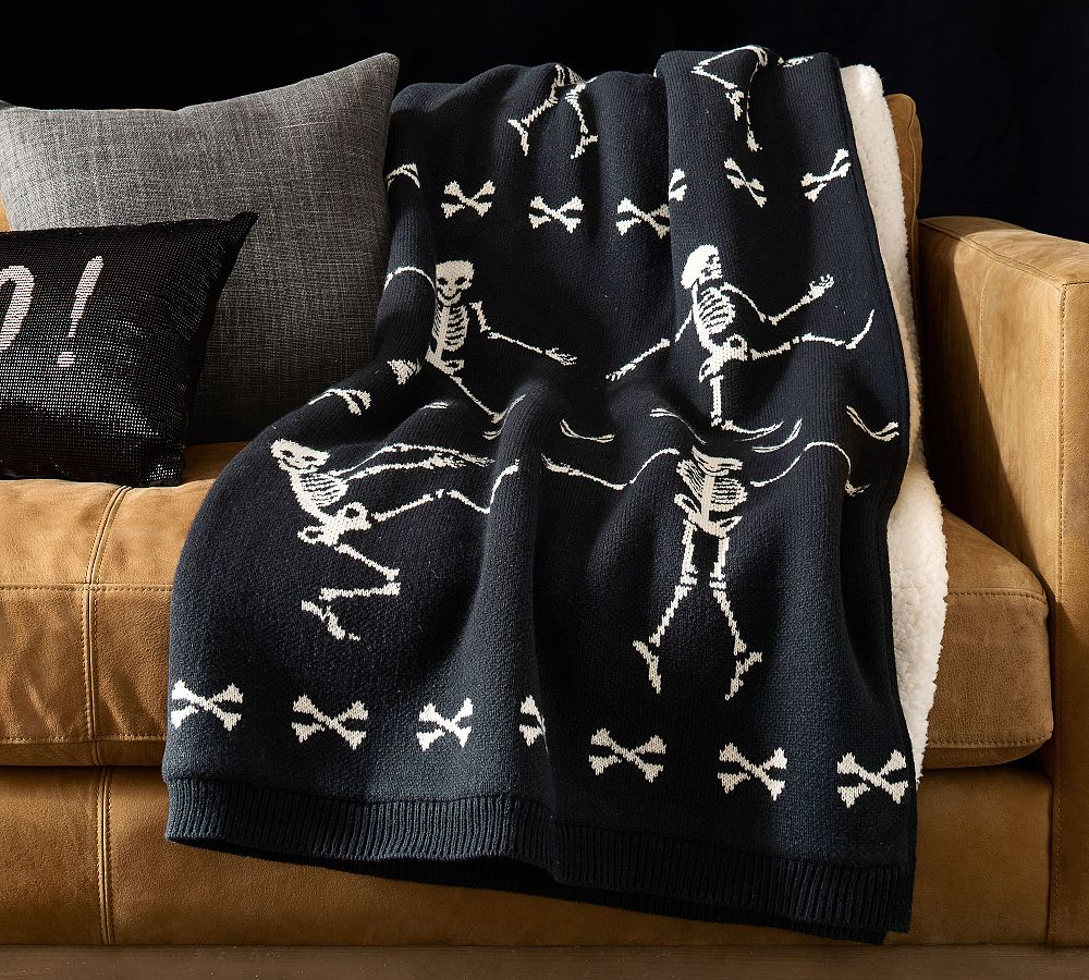 Dancing Skeleton Fair Isle Knit Jacquard Throw