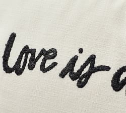 Love Embroidered Lumbar Pillow Cover