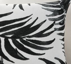 Sunbrella&#0174; Black Palm Leaf Outdoor Lumbar Pillow