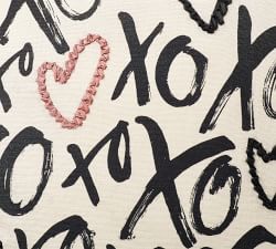 XO Heart Embroidered Pillow Cover